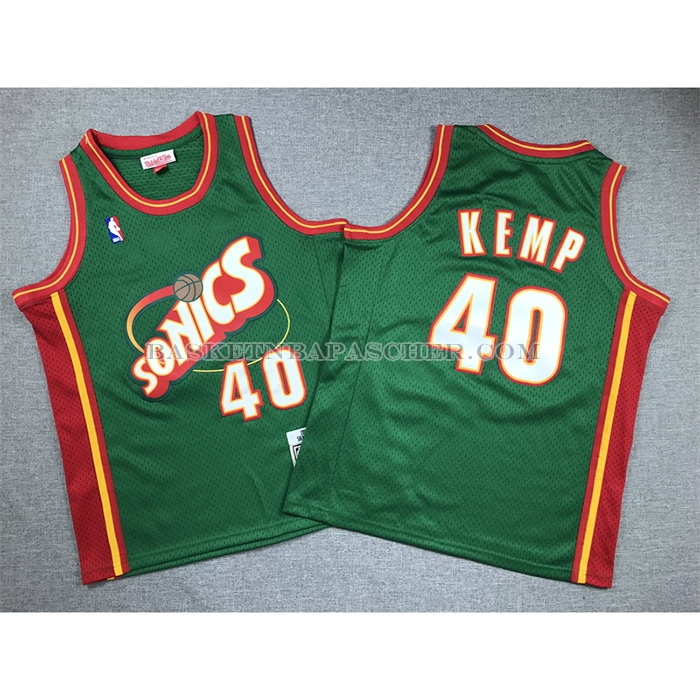 Maillot Enfant Seattle Supersonics Shawn Kemp NO 40 Historic Retro Vert2